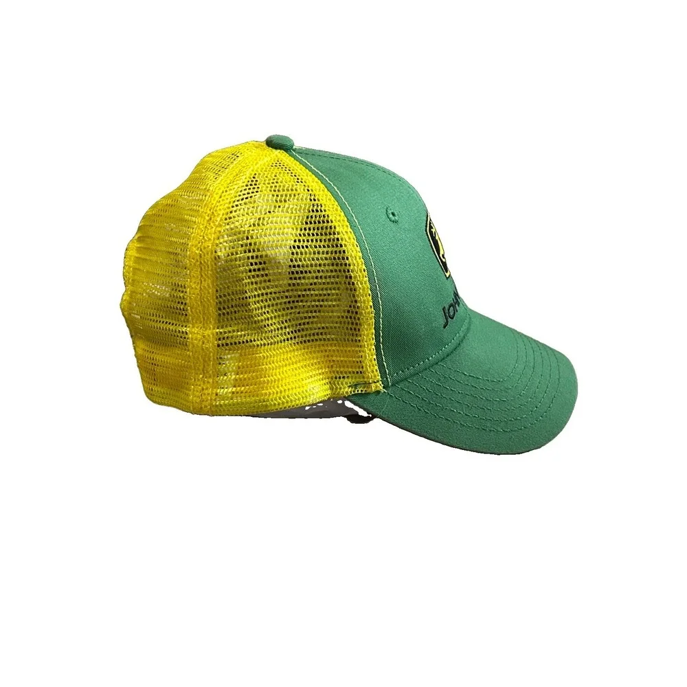 Vintage John Deere Trucker Hat Cap Snapback Green Yellow Mesh Farm Tractor Logo
